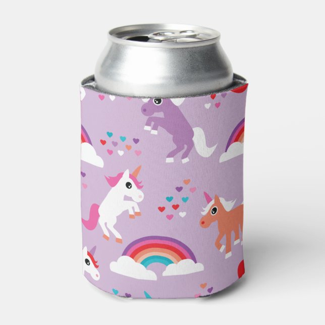 Rafraîchisseur Pour Canette Cute Unicorn Arc-en-ciel violet (Can devant)