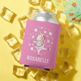 Rafraîchisseur Pour Canette Cute Unicorn Ballerina Girly PInk Enfants