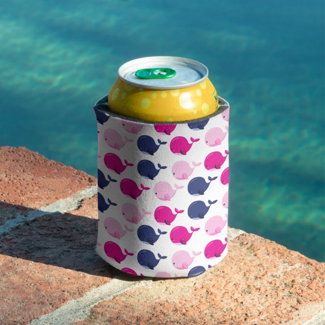 Rafraîchisseur Pour Canette Cute Whales, Pattern of Whales, Sea Animals (Piscine in situ)