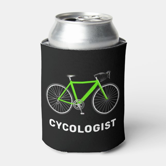 Rafraîchisseur Pour Canette Cycologiste Texte et vélo vert (Can devant)