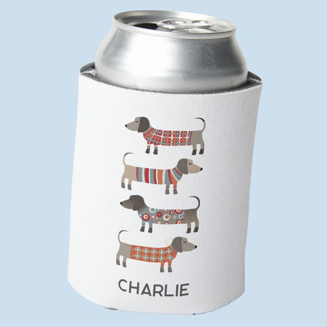 Rafraîchisseur Pour Canette Dachshund Wiener Dog Personnalisé (Fun personalized custom name Dachshund Wiener Sausage Dog can cooler for animal lovers)