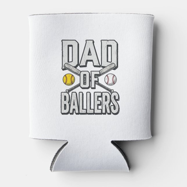 Rafraîchisseur Pour Canette Dad of Ballers Softball and Baseball Vintage Shirt (Devant)
