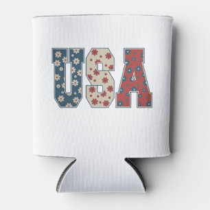 Rafraîchisseur Pour Canette Daisy Flower USA Drapeau 4 juillet Patriotique