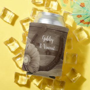 Rafraîchisseur Pour Canette Daisy Horseshoe Western Wedding Enregistrer la dat