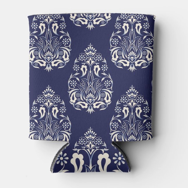 Rafraîchisseur Pour Canette Damask Dreams : Blue Seamless Elegance (Devant)