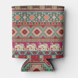 Rafraîchisseur Pour Canette Damask Floral Géométrique Coloré Patchwork
