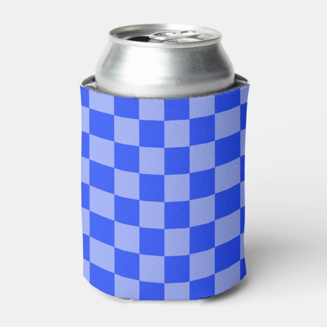 Rafraîchisseur Pour Canette Damier Alterné Bleu et Violet Clair (Can devant)