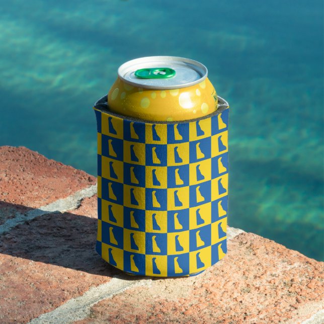Rafraîchisseur Pour Canette Damier Delaware Bleu Jaune Or (Piscine in situ)
