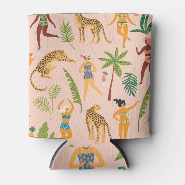 Rafraîchisseur Pour Canette Danseuses, Leopards Motif Vintage. (Devant)