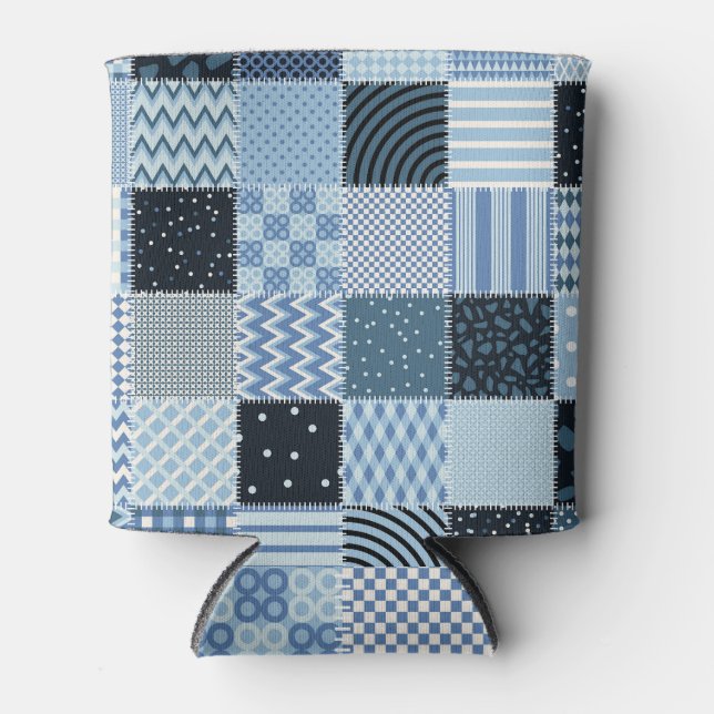 Rafraîchisseur Pour Canette Décor de courtepointe, patchwork géométrique, tons (Devant)