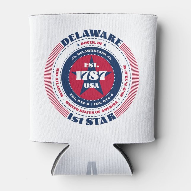 Rafraîchisseur Pour Canette Delaware State Pride Personnalisé Monogram Glacièr (Devant)