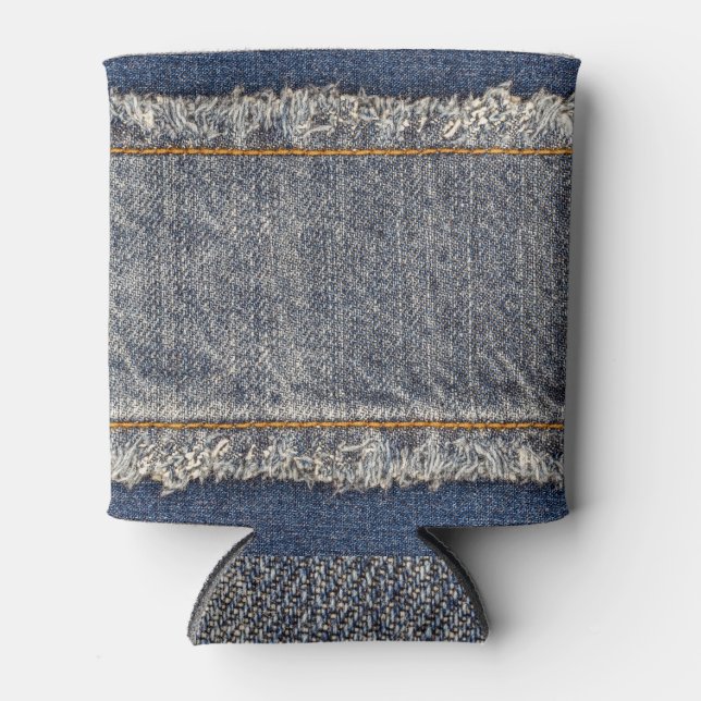 Rafraîchisseur Pour Canette Denim Blue Jeans : Décontracté Double Patch (Devant)