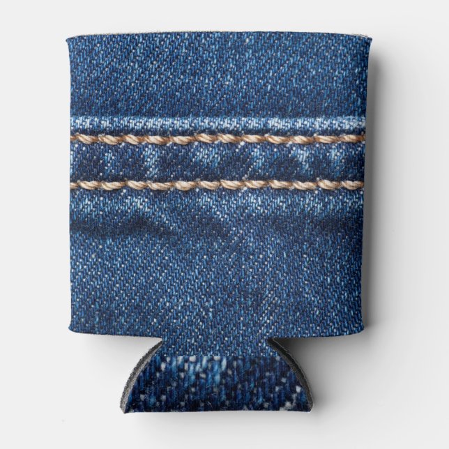 Rafraîchisseur Pour Canette Dénim piqué : texture du jean closeup. (Devant)