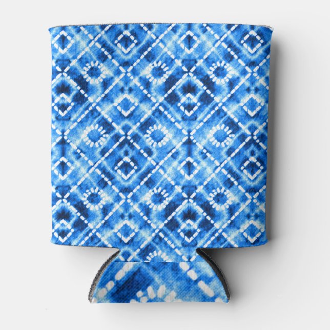 Rafraîchisseur Pour Canette Denim Tie Dye Texture : Élégance Moderne. (Devant)