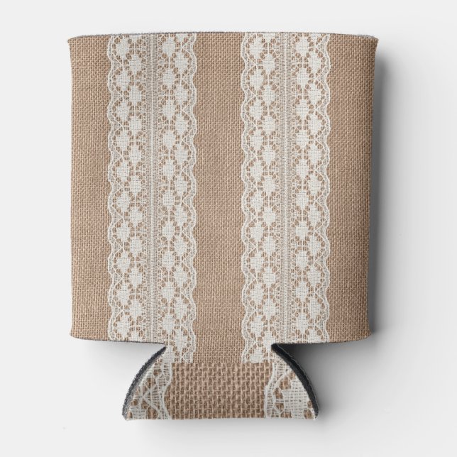 Rafraîchisseur Pour Canette Dentelle off-White : Burlap Texture (Devant)