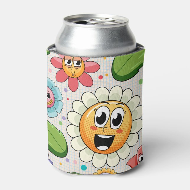 Rafraîchisseur Pour Canette Design arrière - plan transparent avec fleurs colo (Can devant)