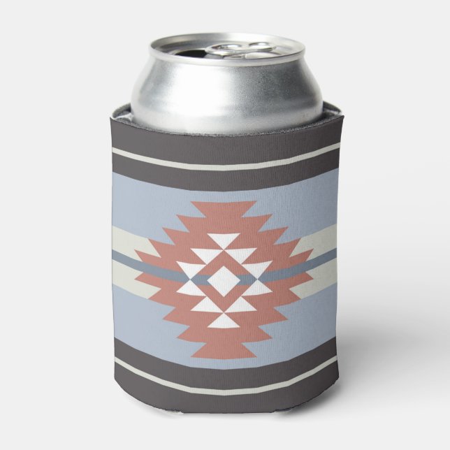 Rafraîchisseur Pour Canette Design aztèque en rose et bleu (Can devant)
