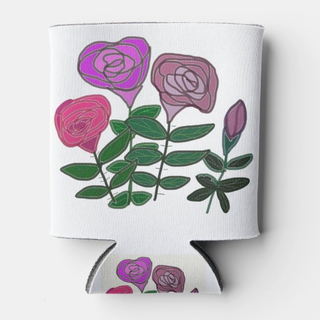 Rafraîchisseur Pour Canette Design Rose coloré (Devant)