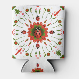 Rafraîchisseur Pour Canette dessin de coccinelle rouge, blanc et vert 