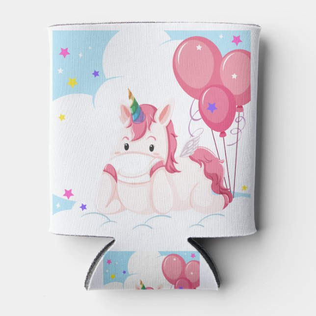 Rafraîchisseur Pour Canette Dessin de licorne rose (Devant)