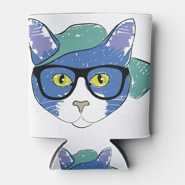 Rafraîchisseur Pour Canette Dessin Mascotte de chat Feline Crayon Animaux (Devant)