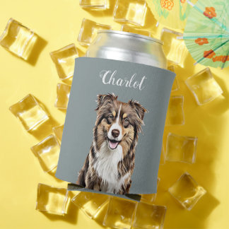 Rafraîchisseur Pour Canette Dessin personnalisé Collie Chien personnalisé