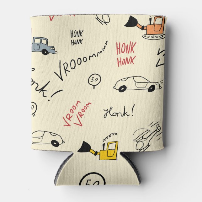 Rafraîchisseur Pour Canette Dessins de voiture sans couture : Feuille enfant (Devant)