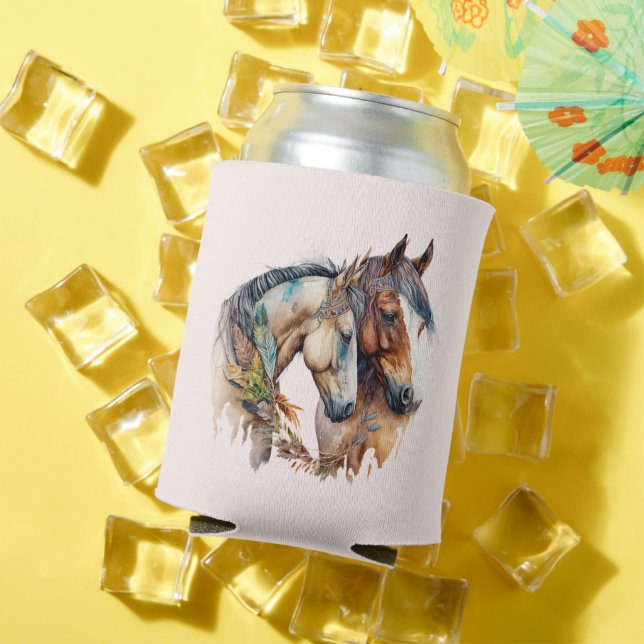 Rafraîchisseur Pour Canette Deux beaux chevaux Western Boho (Été in situ)