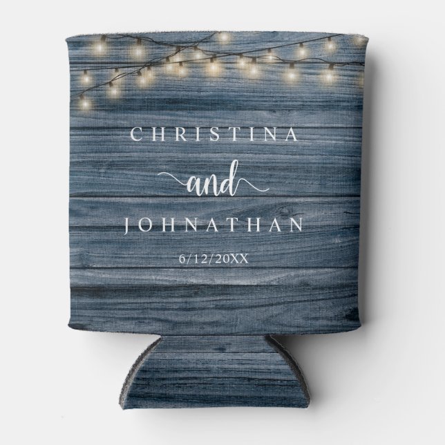 Rafraîchisseur Pour Canette Dîner et fête mariage, Lumières à cordes rustiques (Devant)