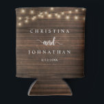 Rafraîchisseur Pour Canette Dîner mariage et fête, Rustic String Lights Can<br><div class="desc">Dîner mariage et fête,  Rustic String Lights,  bois foncé arrière - plan Can Cooler</div>