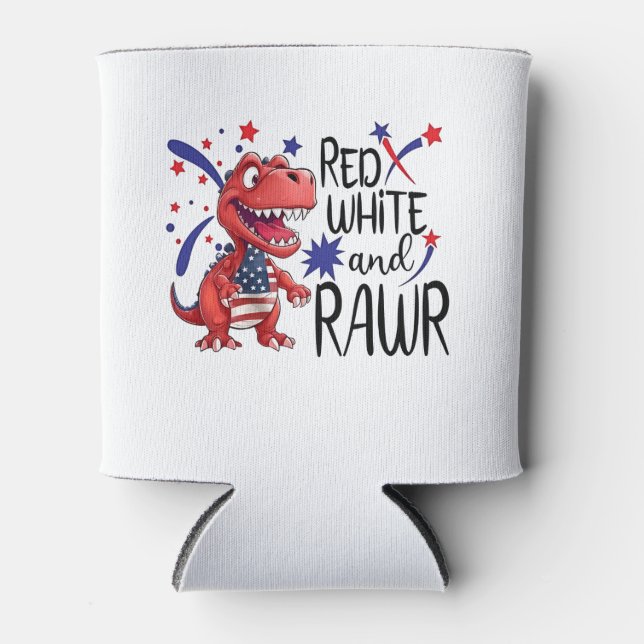 Rafraîchisseur Pour Canette Dinosaure blanc rouge occidental (Devant)