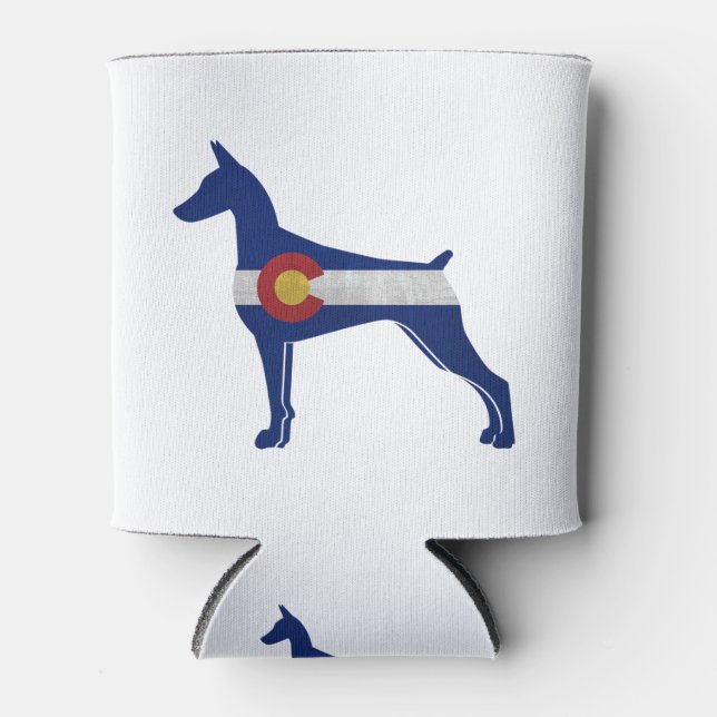 Rafraîchisseur Pour Canette Doberman Pinscher Chien Colorado Drapeau Silhouett (Devant)