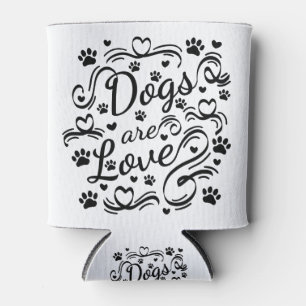 Rafraîchisseur Pour Canette Dogs Are Love Paw And Hearts Typography