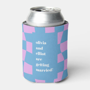 Rafraîchisseur Pour Canette Douce Mariage Retro Violet Damier Personnalisé pou