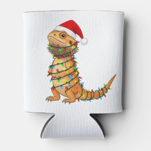 Rafraîchisseur Pour Canette  Dragon barbu de Noël Pogona Vitticeps Santa 