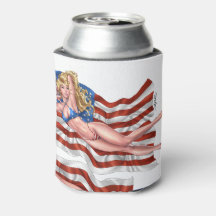 Drapeau américain Bikini Pinup Girl par Al Rio