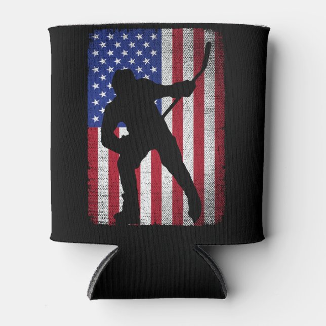 Rafraîchisseur Pour Canette Drapeau américain de hockey sur glace 4 juillet Pa (Devant)