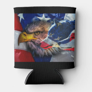 Rafraîchisseur Pour Canette Drapeau américain du loup d'aigle patriotique