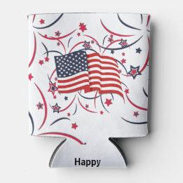 Rafraîchisseur Pour Canette Drapeau américain et feux d'artifice