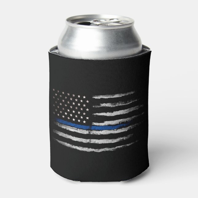 Rafraîchisseur Pour Canette Drapeau American Thin Blue Line (Can devant)