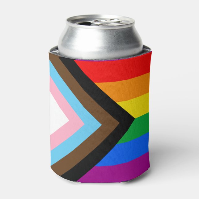 Rafraîchisseur Pour Canette Drapeau de fierté de progrès LGBTQ+ (Can devant)
