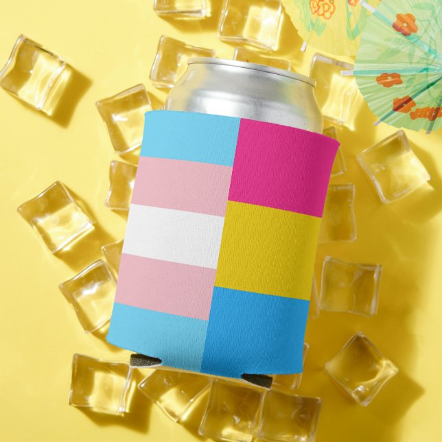 Rafraîchisseur Pour Canette Drapeau de la fierté transgenre pansexuelle double (Été in situ)