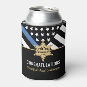 Rafraîchisseur Pour Canette Drapeau de la ligne bleue mince du shérif de polic