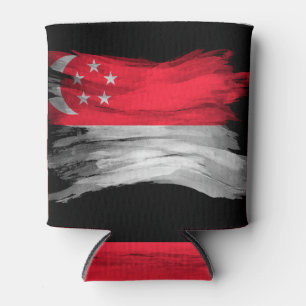 Rafraîchisseur Pour Canette Drapeau de Singapour brosse trait, drapeau nationa