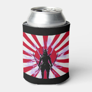 Rafraîchisseur Pour Canette Drapeau japonais et Soleil Levant Samurai Guerrier