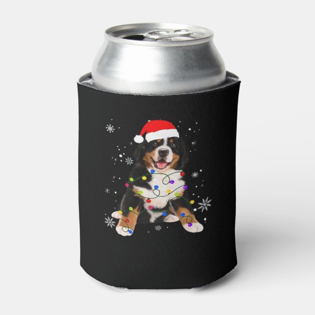 Rafraîchisseur Pour Canette Drôle Bernese Mountain Dog Lights Christmas Matchi (Can devant)