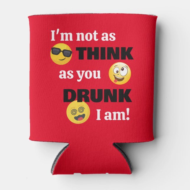 Rafraîchisseur Pour Canette Drôle Emoji ivre (Devant)