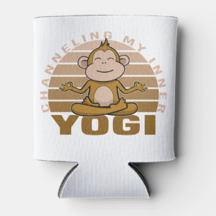 Rafraîchisseur Pour Canette Drôle mignon singe faisant du yoga. drôle de pose
