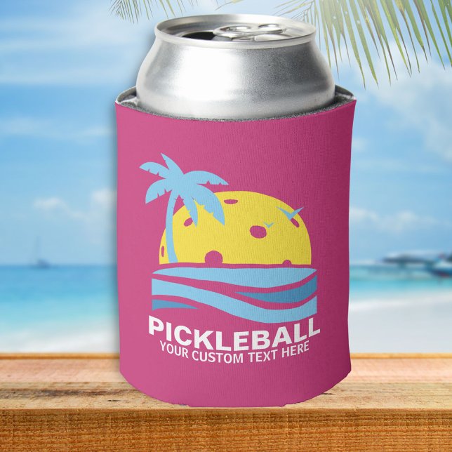 Rafraîchisseur Pour Canette Drôle Pickleball Palm Tree Sun Texte Personnalisé  (Créateur téléchargé)