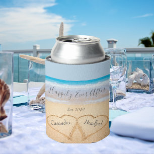 Rafraîchisseur Pour Canette Dusty Blue Beach Mariage 2 Coeurs